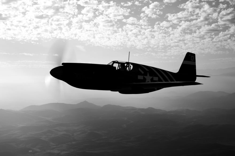 A P-51A Mustang in flight Canvas Art - Scott GermainStocktrek Images (18 x 12)