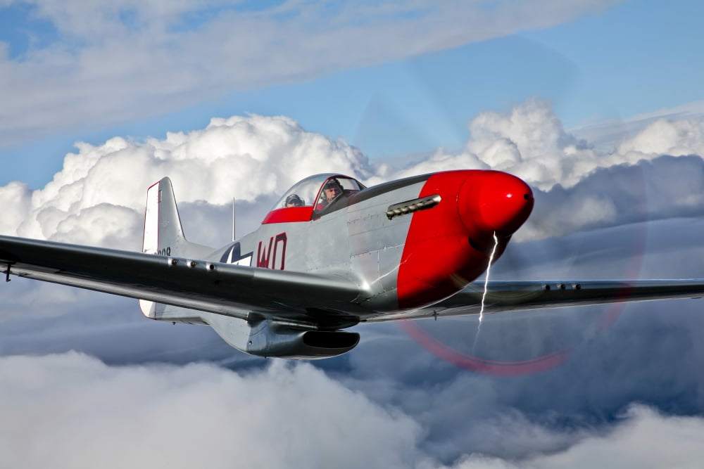 A P-51D Mustang in flight near Hollister California Canvas Art - Scott GermainStocktrek Images (18 x 12)
