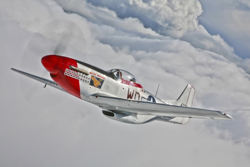 A P-51D Mustang in flight near Hollister California Canvas Art - Scott GermainStocktrek Images (18 x 12)