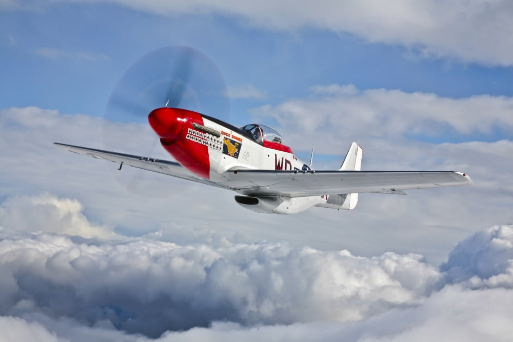 A P-51D Mustang in flight near Hollister California Canvas Art - Scott GermainStocktrek Images (18 x 12)
