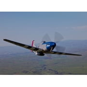 A P-51D Mustang in flight over Hollister California Canvas Art - Scott GermainStocktrek Images 33 x 24