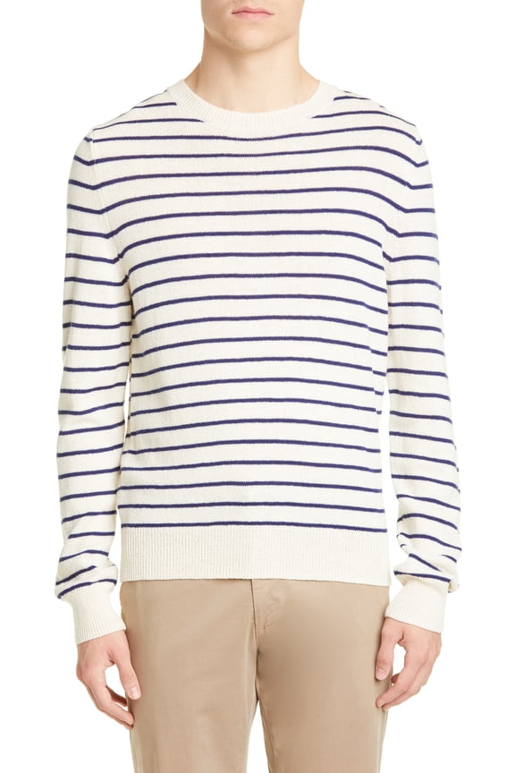 ECRU Pull Gaspard Stripe Wool Crewneck Sweater, US X-Large
