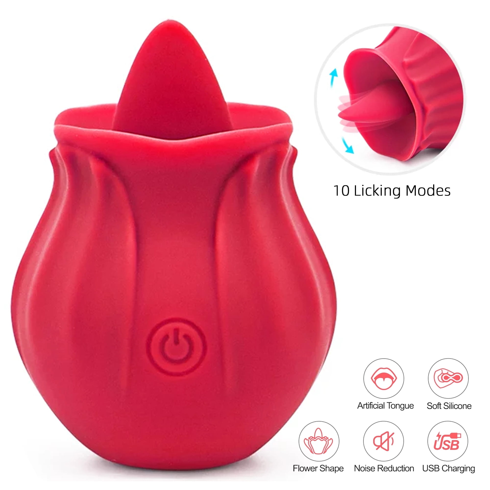 A&P Rose Licking Sex Toys, G Spot Vibrators for Women, Adult Toys with Tongue for Female,Red
