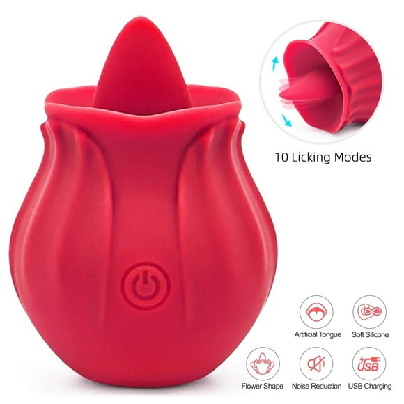 A&P Rose Toy, Rose Licking G Spot Vibrator for Women, Adult Toy with Tongue for Female,Red