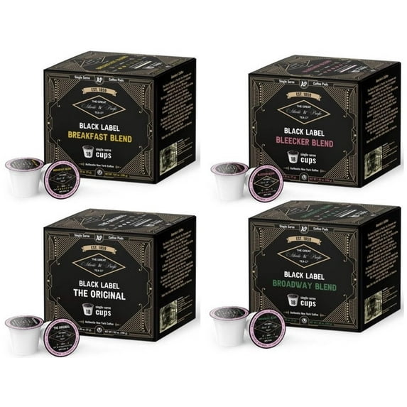 A&P Single Serve Coffee Combo 4 Pack, 72 Count, Variety of Medium, Dark Roast and Espresso Style Pods, K-Cup Compatible
