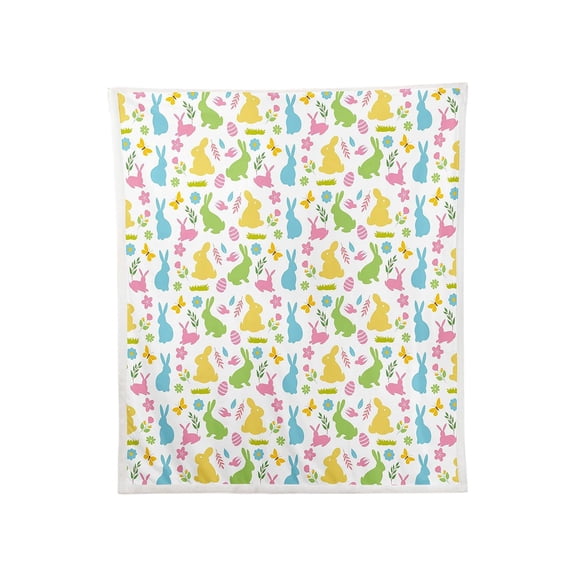 A PEaster Themed Easter Bunny Pattern Blanket Flannel Throw Suitable for Sofa Beds Camping Picnics Holiday Decor 29.52 x 39.30 Inches