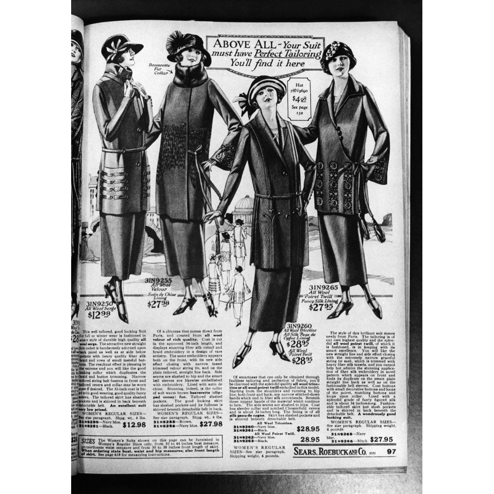 A Page From A 1923 Sears Roebuck Catalog Offering Women'S Wool Skirt