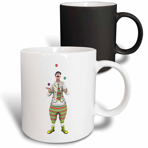 3drose, a Painted Circus Juggling Clown, 11oz Magic Transforming Mug
