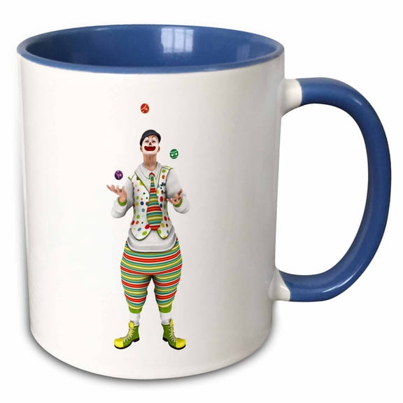 3drose, a Painted Circus Juggling Clown, 11oz Two-tone Blue Mug