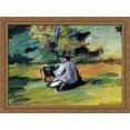 thumbnail image 1 of A Painter at Work 36x28 Large Gold Ornate Wood Framed Canvas Art by Paul Cezanne, 1 of 2