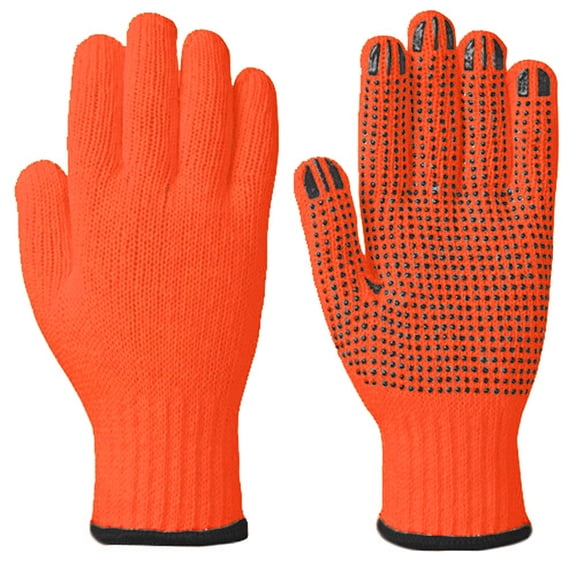 A Pair High Visibility Cotton PVC Dots String Knit Safety Work Glove Size L