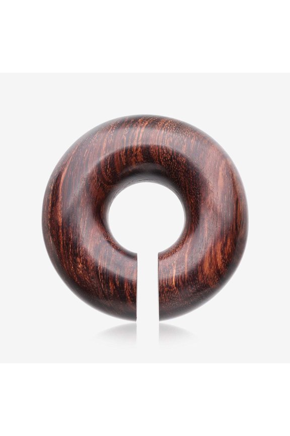 A Pair Of Dark Tamarind Wood Hoop Hanger Plug