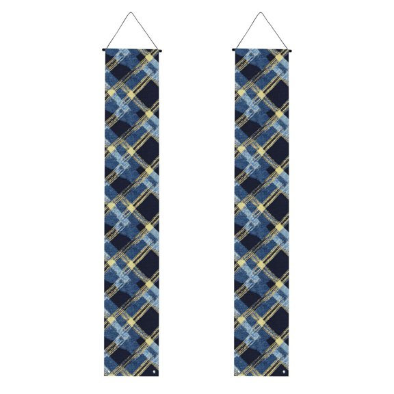 A Pair Of Decorative Banners 70.911.8in Can Be Reused And Easily Installed For Indoor Or Outdoor Or Anywhere Argyle Plaid Cornflowerblue_1