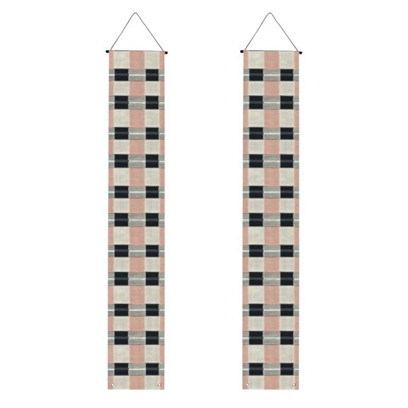 A Pair Of Decorative Banners 70.911.8in Can Be Reused And Easily Installed For Indoor Or Outdoor Or Anywhere Argyle Plaid Lightcoral_2
