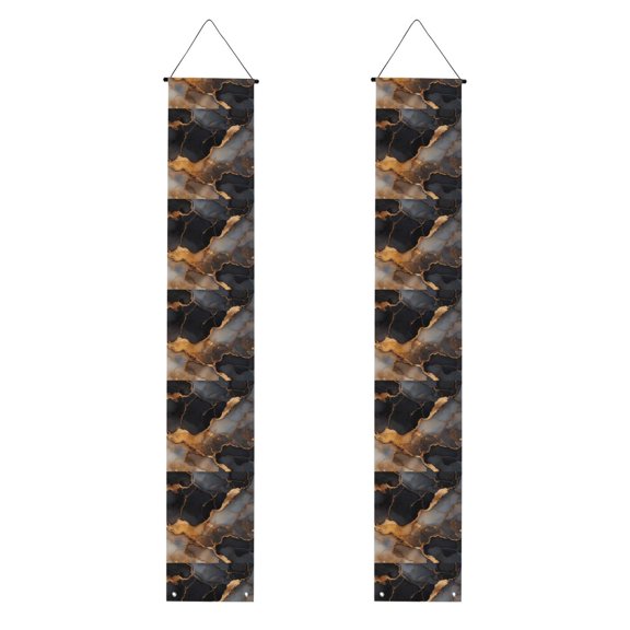 A Pair Of Decorative Banners 70.911.8in Can Be Reused And Easily Installed For Indoor Or Outdoor Or Anywhere Black And White Gold Marble