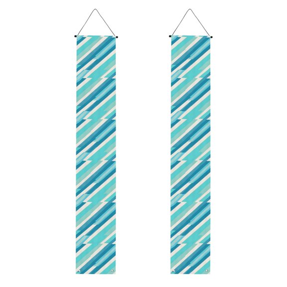A Pair Of Decorative Banners 70.911.8in Can Be Reused And Easily Installed For Indoor Or Outdoor Or Anywhere Cyan Stripe_1