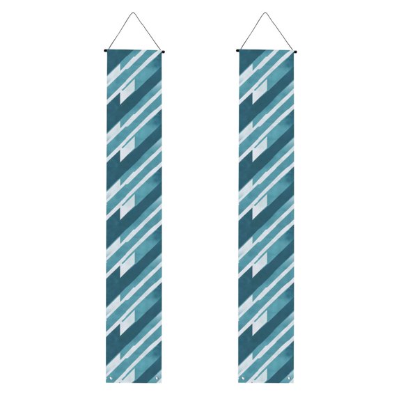 A Pair Of Decorative Banners 70.911.8in Can Be Reused And Easily Installed For Indoor Or Outdoor Or Anywhere Cyan Stripe_4