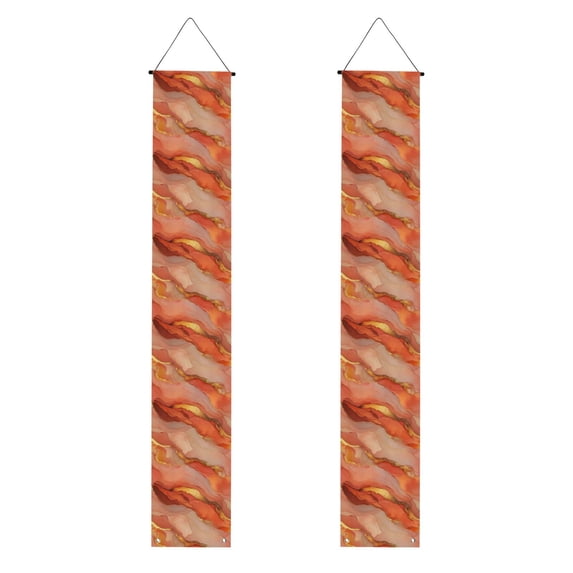 A Pair Of Decorative Banners 70.9×11.8in Can Be Reused And Easily Installed For Indoor Or Outdoor Or Anywhere Orange And Red Gold Marble