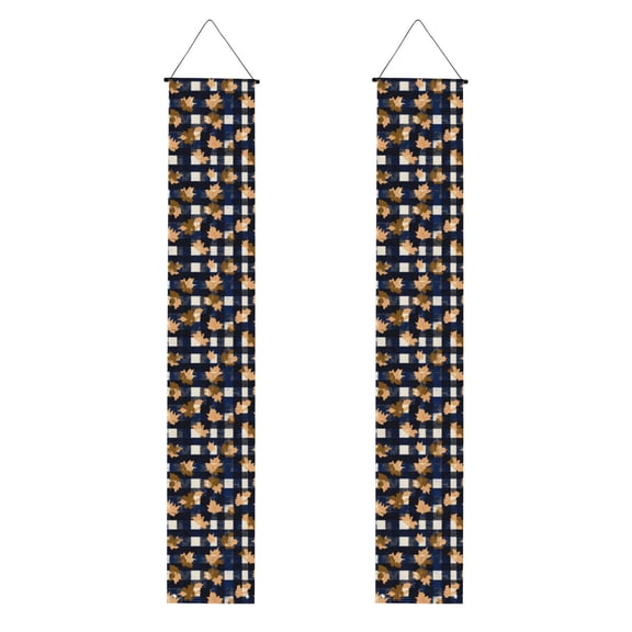 A Pair Of Decorative Banners 70.911.8in Can Be Reused And Easily Installed For Indoor Or Outdoor Or Anywhere Plaid Fall Camo Royalblue_1