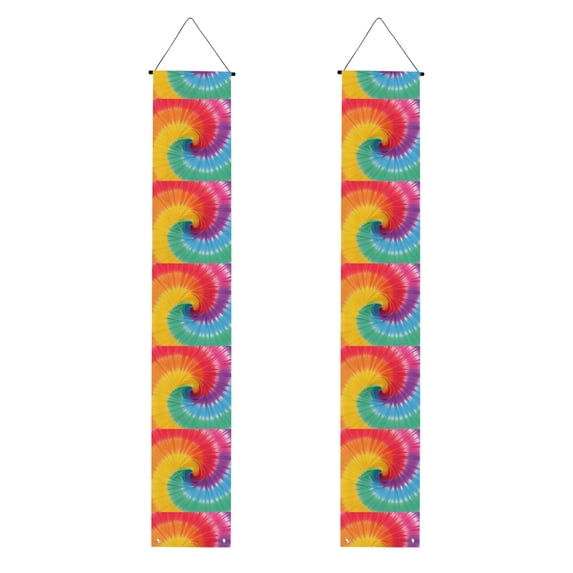 A Pair Of Decorative Banners 70.9×11.8in Can Be Reused And Easily Installed For Indoor Or Outdoor Or Anywhere Tie-Dye Pattern Rainbow Colors (3)