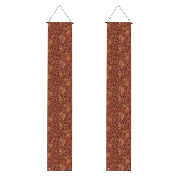 A Pair Of Decorative Banners 70.911.8in Can Be Reused And Easily Installed For Indoor Or Outdoor Or Anywhere Tiger Print Style Darkred_1