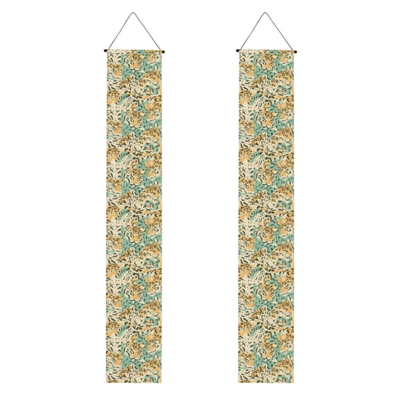 A Pair Of Decorative Banners 70.911.8in Can Be Reused And Easily Installed For Indoor Or Outdoor Or Anywhere Tiger Skin Print Style Lightgreen_2