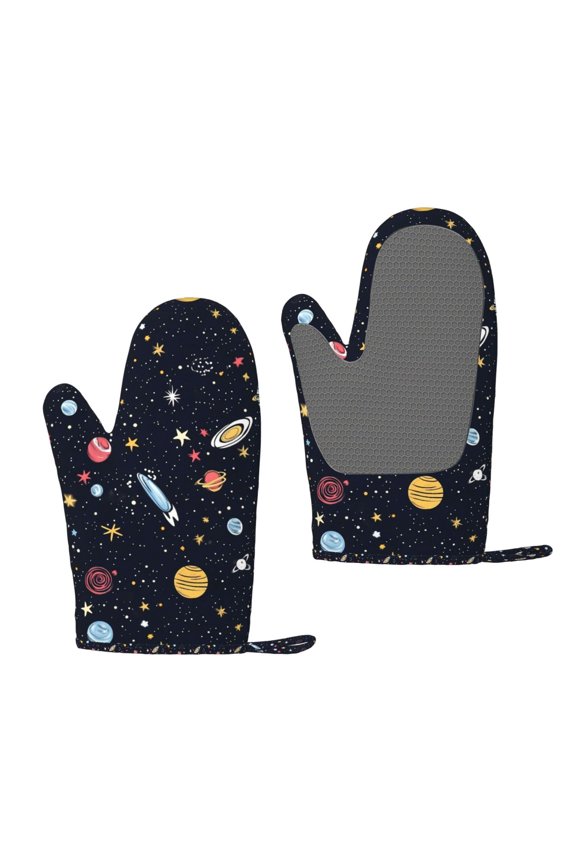 A Pair Of Heat Insulation And Anti-Perm Gloves 711in Thick Anti-Perm Palm With Silicone Piece Lanyard Design Is Easy To Hang Galaxy Planet