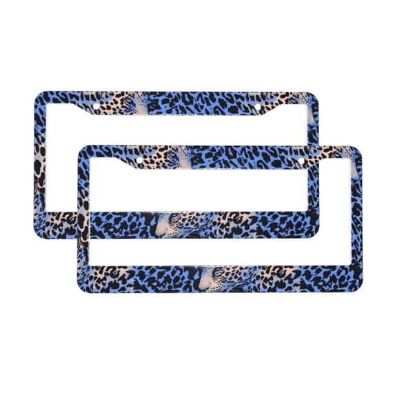 A Pair Of License Plate Frame Sunscreen Corrosion Resistant Rust 12.3×6.3in With Accessories Suitable For Any Car Animal Print Style Aliceblue_4