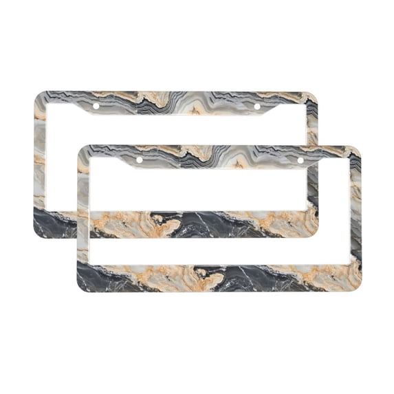 A Pair Of License Plate Frame Sunscreen Corrosion Resistant Rust 12.3×6.3in With Accessories Suitable For Any Car Gainsboro Marble_2