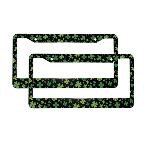 A Pair Of License Plate Frame Sunscreen Corrosion Resistant Rust 12.3×6.3in With Accessories Suitable For Any Car Green Four-Leaf Clover