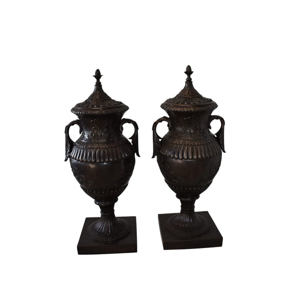 A Pair Of Urns or Vases Made of Pure Bronze Size: 21" x 18" x 47"H