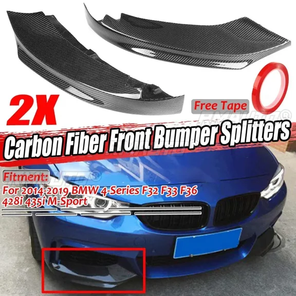 A Pair Real Carbon Fiber Car Front Bumper Lip Diffuser Spoiler For BMW 4-Series F32 F33 F36 428i 435i M-Sport 2014-2019 Body Kit