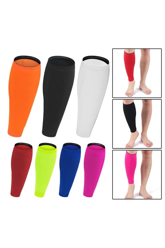 A Pair Sport Compression Calf Sleeves Footless Compression Socks Running Cycling White L