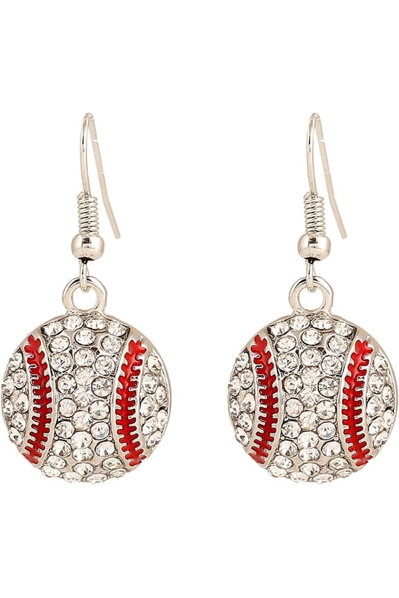 A Pair Unique Rhinestone Stud Drop Stackable Cute Basketball Volleyball Baseball Football Rugby Shiny Crystal Sport Earrings Jewelry for Women Teens
