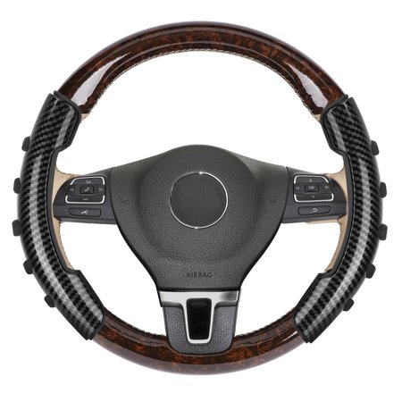 A Pair Universal Car Steering Wheel Booster Cover Carbon Fiber Look Non-Slip Accessory, Black