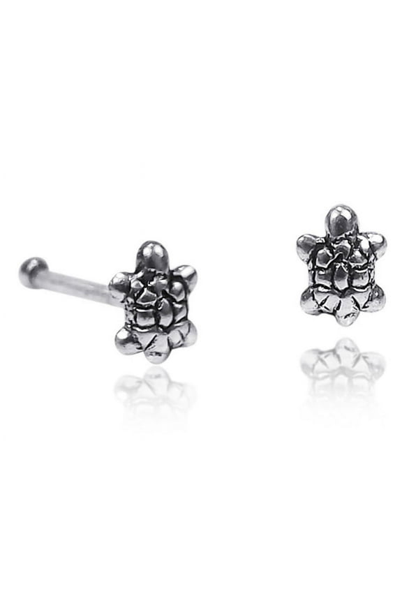 A Pair of Adorable Turtles .925 Silver Oxidized Nose Rings