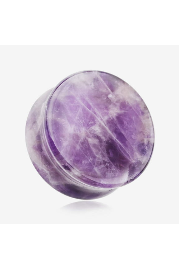 A Pair of Amethyst Quartz Stone Double Flared Ear Gauge Plug