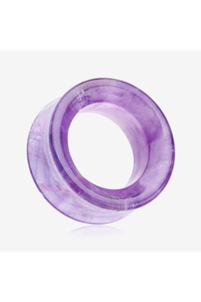 A Pair of Amethyst Stone Double Flared Eyelet Plug
