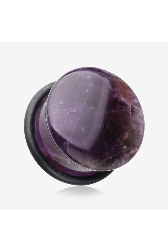 A Pair of Amethyst Stone Single Flared Plug with O-Ring