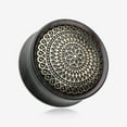 thumbnail image 1 of A Pair of Antique Lotus Floral Filigree Decorated Ebony Wood Double Flared Plug, 1 of 2