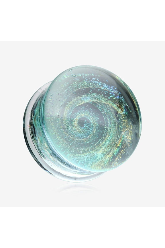 A Pair of Aurora Galaxy Milky Way Glass Double Flared Plug