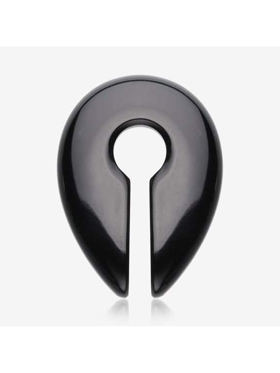A Pair of Black Agate Stone Keyhole Ear Weight Gauge Hanger