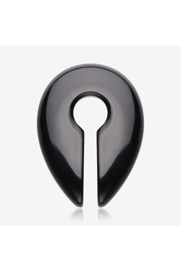 A Pair of Black Agate Stone Keyhole Ear Weight Gauge Hanger