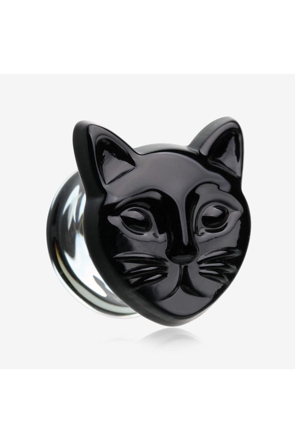 A Pair of Black Cat Head Double Flared Plug