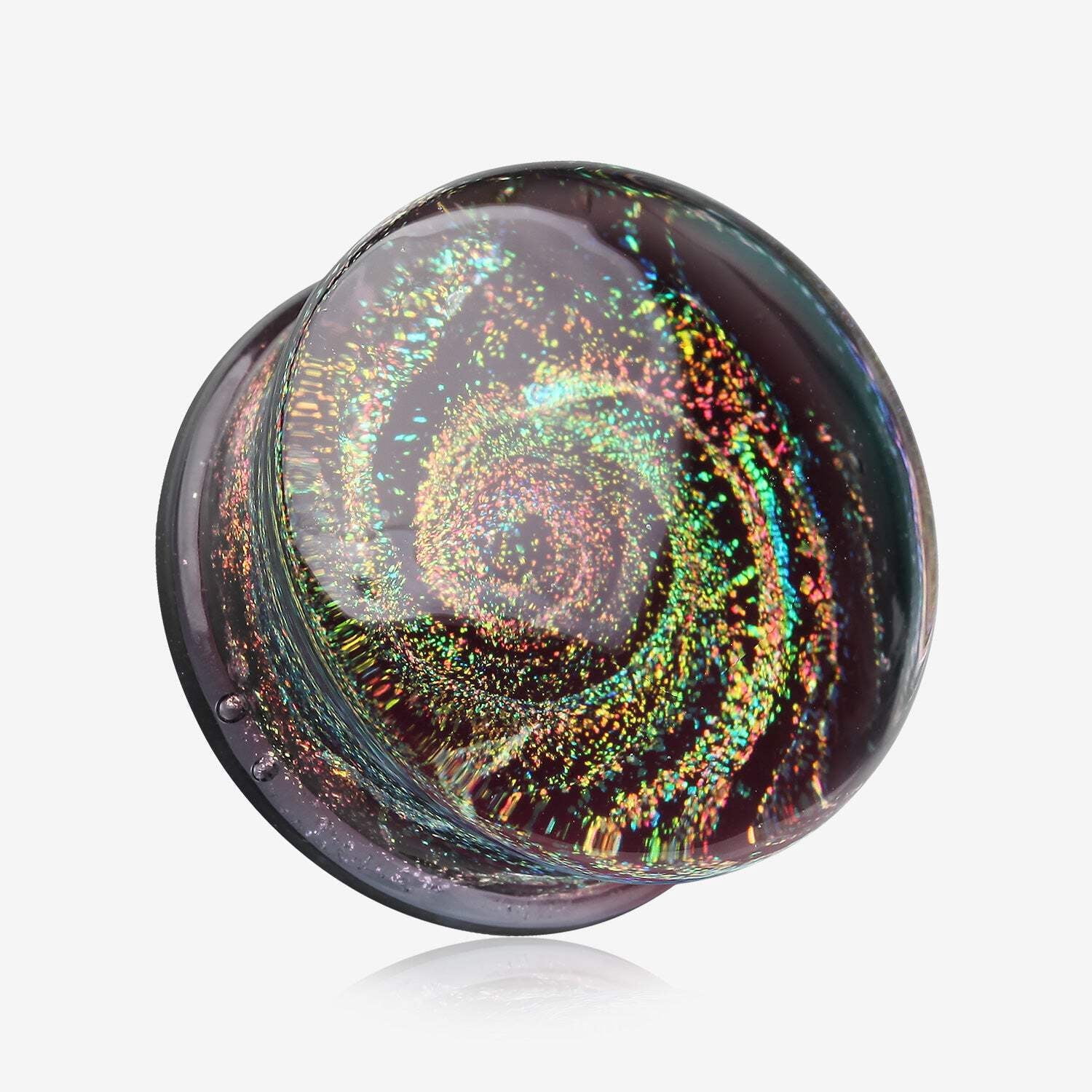 Flared Plug A Pair of Black Galaxy Milky Way Glass Double Flared Plug - Walmart.com