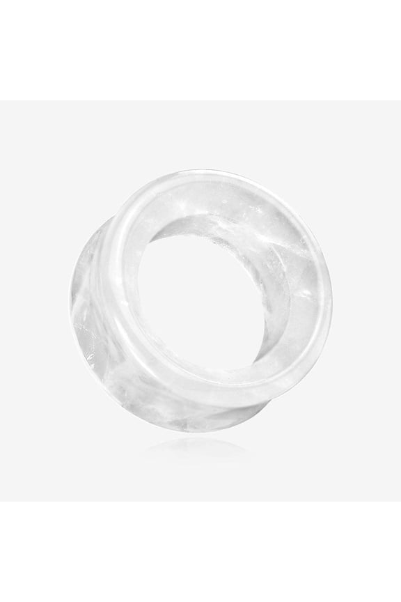 A Pair of Cloudy Quartz Stone Double Flared Eyelet Tunnel Plug