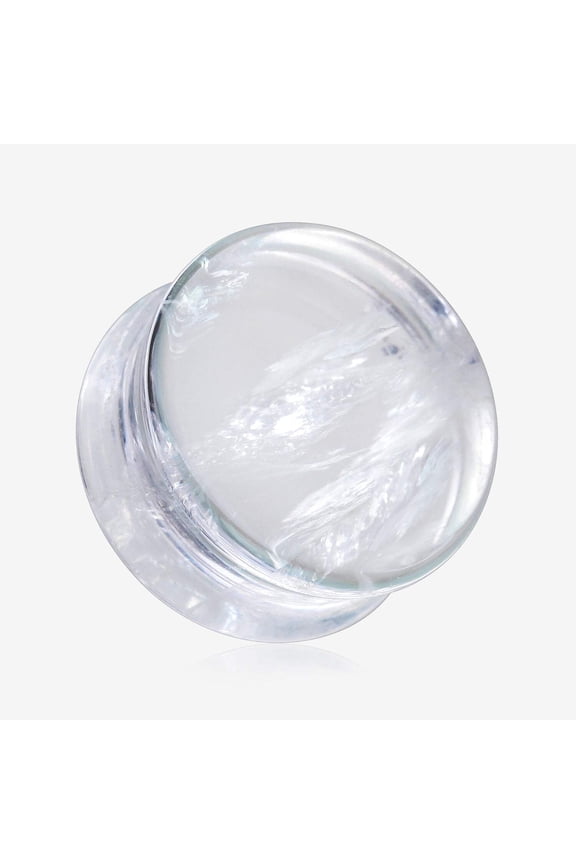 A Pair of Crystal Quartz Stone Double Flared Ear Gauge Plug