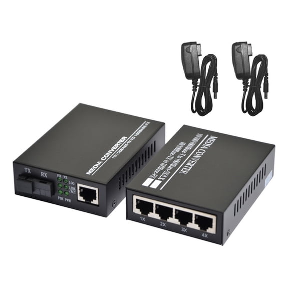 A Pair of Ethernet Fiber Optical Media Converter 10/100M SC Port 3km to ...