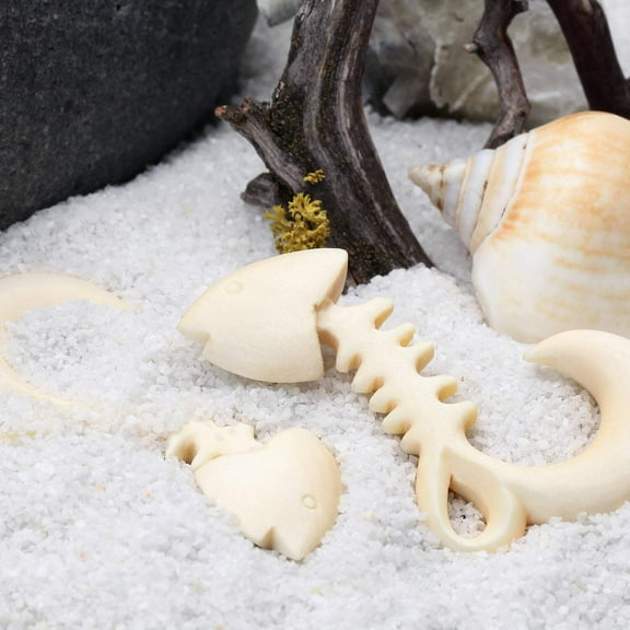 A Pair of Fish Bone Fossil Crocodile Wood Ear Gauge Taper Hanger