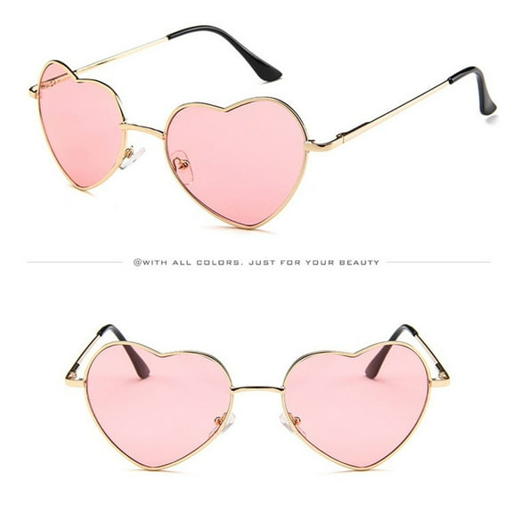 A Pair of Glasses Pink Valentines Day Mens Womens Metal Frame Ladies Heart Shape Sunglasses Love Eyewear